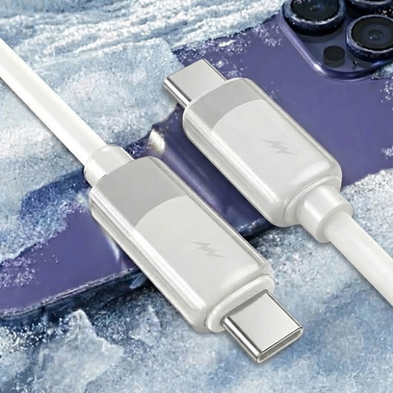 Cablu Date si Incarcare USB-C - USB-C Lito LD07, 60W, 1m, Alb